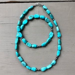 Natural Blue Turquoise Nugget Necklace